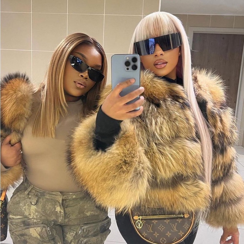 Valentina Luxe cropped racoon fur jacket